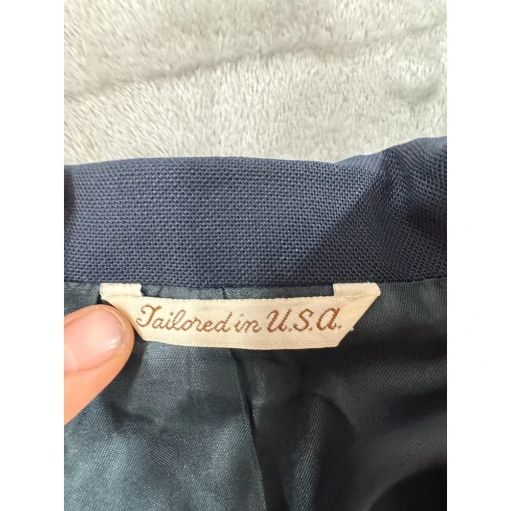 Stafford Blazer Mens 50L Navy Blue 2 Gold Button Sports Coat Worsted Wool USA‎